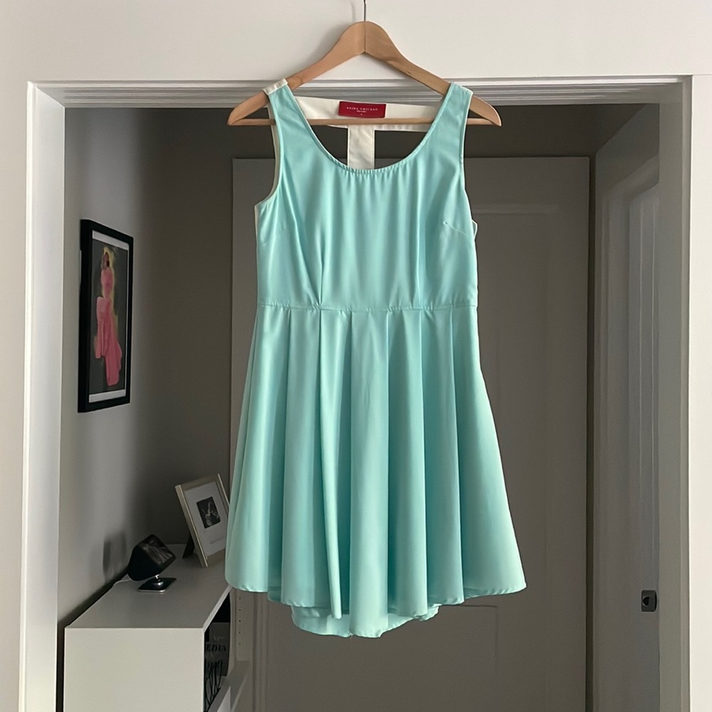 Light Blue Baby Doll Dress - Chic Cutouts & White Detailing